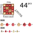 Red and gold 44-piece Christmas ball set with assorted patterns and sizes for trees. - 44-Piece Set / Red & Gold