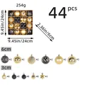 Set of 44 gold and black Christmas ball ornaments in assorted textures for holiday trees - 44-Piece Set / Black Gold Style