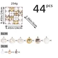 44-piece white and gold Christmas ball ornament set with various sizes and patterns - 44-Piece Set / White Gold Plated