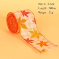 Autumn harvest maple leaf checkered decorative ribbon, 6.5cm wide and 500cm long - Two-Color Maple Leaf Style / 5 Meters