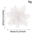 White glitter artificial Christmas flower ornament 14cm 5.51 inch for tree decoration - White