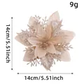 14cm champagne gold glitter artificial poinsettia flower for Christmas tree decoration - Champagne