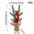Mini Christmas tree decoration 10-inch tall with red berries and burlap wrapped base - Red Berry Style / 26cm Height