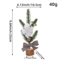 25cm Miniature Christmas tree decoration featuring cotton boll and plaid bow tie - Cotton Style / 25cm Height