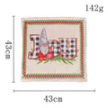 Square linen Christmas pillowcase featuring festive gnome and Joy text, 43x43cm size - Joy Gnome Style (N2-14)