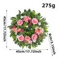 Spring artificial pink rose and hydrangea wreath decoration, 17.7 inch outer diameter. - H3-55 Spring Wreath (45cm)
