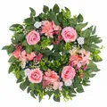 Elegant artificial pink rose and hydrangea wreath with blueberries for spring door decor - H3-56 Spring Wreath (50cm)