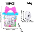 Set of 18 speckled foam Easter eggs in a pink bow gift bag for DIY holiday decorations - Black Spotted White Style (Q2-38) / Set of 18