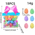 Set of 18 colorful speckled foam Easter eggs in gift bag with dimension details shown - Black Spotted Color Style (Q2-39) / Set of 18