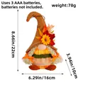 Muñeca gnomo de cosecha de otoño con sombrero de paja de hoja de arce y luz LED brillante - X2-53 Brillante Pierna Corta Femenino