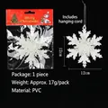 Adorno navideño de copo de nieve blanco con purpurina 12cm de material PVC duradero - Estilo W1-26 / 1 Pieza/Paquete
