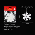 Juego de 3 adornos de copos de nieve de Navidad blancos con purpurina de 10 cm PVC - Estilo W1-28 / 3 Piezas/Paquete