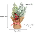 Mini artificial Christmas tree with burlap wrap base and red berries decoration - Willow Leaf Style (K3-9柳叶款)