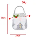 Handmade Christmas gnome gift bag with handle, 35x20cm, 50g grey felt festive candy bag - Gray Braid Style (P2-28)