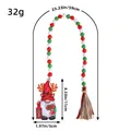 Christmas gnome wooden hanging ornament with red white green beads and jute tassel. - Reindeer Gnome (Y2-27)