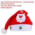 Soft brushed red adult Santa hat with 3D Santa decoration and snowflakes for party - Adult Decoration Hat (Santa Claus)