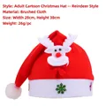 Red and white brushed fabric cartoon reindeer Christmas hat for festive holiday parties - Adult Decoration Hat (Reindeer)