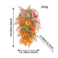 Handcrafted autumn pumpkin teardrop swag wreath with checkered bow, 50cm height - Thanksgiving Pumpkin Teardrop Style (K1-16)