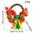 Thanksgiving wreath with rooster, maple leaves and hydrangea, dimensions 45 x 36 x 10 cm - Chicken Doll Hydrangea Wreath