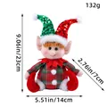 Sitting Christmas elf plush doll with red and green sequin hat showing dimensions - Plaid Style