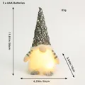 Gray sequin Christmas gnome doll with warm LED glowing beard, 11.81 inch height - Gray