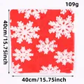 Funda de cojín navideña roja y blanca con copos de nieve, funda de peluche suave de 40x40cm - 40x40cm (Solo Funda) / Rojo