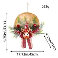 Festlicher handgemachter Weihnachtskranz aus Bambuskorb mit Rentier und Beeren - Elch-Stil