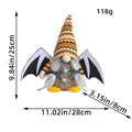 Plush Halloween bat wing gnome doll with striped hat and measurement specifications - Female Style / Orange & Black Hat Style