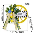 Rustikaler gelber Wagenradkranz mit künstlichen Zitronen und Welcome-Schild Deko - Zitrone Rad Kranz (W3-30) / 35x36cm