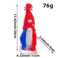 Patriotic American Independence Day gnome plush doll with size markings 11.42 inch - Red Hat (C1-6) / 26x9x11cm