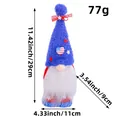 Patriotic Independence Day plush gnome doll with US flag heart and product dimensions - Blue Hat (C1-7) / 26x9x11cm