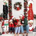 Festive Merry Christmas porch banners featuring classic Santa Claus and Snowman designs - X2-14 Gift and Bell