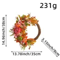 Autumn harvest festival peony and pumpkin wreath, 15 inch rustic floral home decor - Orange