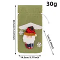 Green burlap Christmas wine bottle gift bag with 3D Santa Claus and snowflake design - Green Santa Claus Style (02-42)
