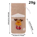 Festive Christmas burlap wine bottle gift bag with cute 3D reindeer doll 30.5cm - Natural Linen Reindeer Style (02-43)