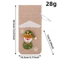 Christmas burlap wine bottle cover featuring 3D snowman doll and drawstring design - Natural Linen Snowman Style (02-44)
