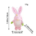 Easter bunny gnome plush hanging decoration with dimensions in inches and centimeters - Flower Rabbit Style / Pink