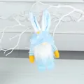 Light blue Easter gnome hanging decoration with bunny ears and white plush beard - Flower Rabbit Style / Blue