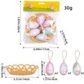 Set of 6 colorful Easter foam eggs with hanging strings and basket dimensions - White Rabbit Print / 6 Pieces/Pack (With Basket)