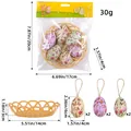 Set of decorative floral Easter foam eggs hanging ornaments with small woven basket - Butterfly Print / 6 Pieces/Pack (With Basket)