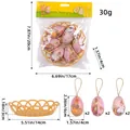 Easter foam egg hanging ornaments with a decorative woven basket and detailed dimensions - Double Rabbit Print / 6 Pieces/Pack (With Basket)