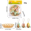 Easter decorative foam egg set with woven basket and colorful rabbit hanging ornaments - Brown Rabbit Cherry Blossom / 6 Pieces/Pack (With Basket)