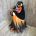 Detailed view of a Halloween plush gnome with a fuzzy orange beard and BOO lettering. - Halloween BOO Style / Black BOO (D2-22)