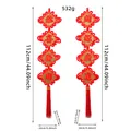 Large traditional red Chinese knots pair for Lunar New Year home decor, 112cm long - Wealth and Prosperity (Pair Set)