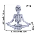Meditating yoga skeleton ornament for Halloween, grey resin skull desktop figurine - Yoga Meditation Style (BB1-11)