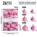Assorted 26-piece pink Christmas ball set in 4cm 5cm and 6cm sizes for holiday tree - 26pcs Set (4/5/6cm Mixed) / Pink