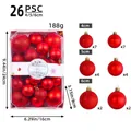 Set of 26 red Christmas ornaments in 4cm 5cm and 6cm sizes for holiday tree decor - 26pcs Set (4/5/6cm Mixed) / Red