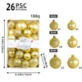 Set of 26 gold Christmas balls in 4cm, 5cm, 6cm sizes for holiday tree decoration - 26pcs Set (4/5/6cm Mixed) / Gold