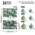 Set of 26 mint green Christmas ball ornaments in 4cm 5cm 6cm sizes for tree decor - 26pcs Set (4/5/6cm Mixed) / Green