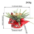 Small Christmas candle holder with red berries and pine needles decoration 30x15x11cm - Red Cloth Base (P1-33)
